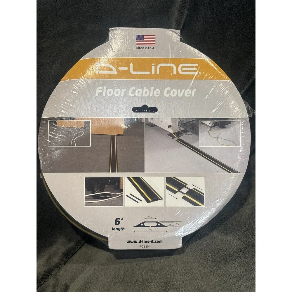D-Line 6ft Floor Cord Cover Made in USA Linkable Cable Protector Heavy Duty NIP!